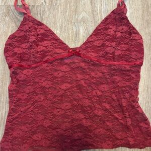 EDIKTED Red Lace Camisole Top
